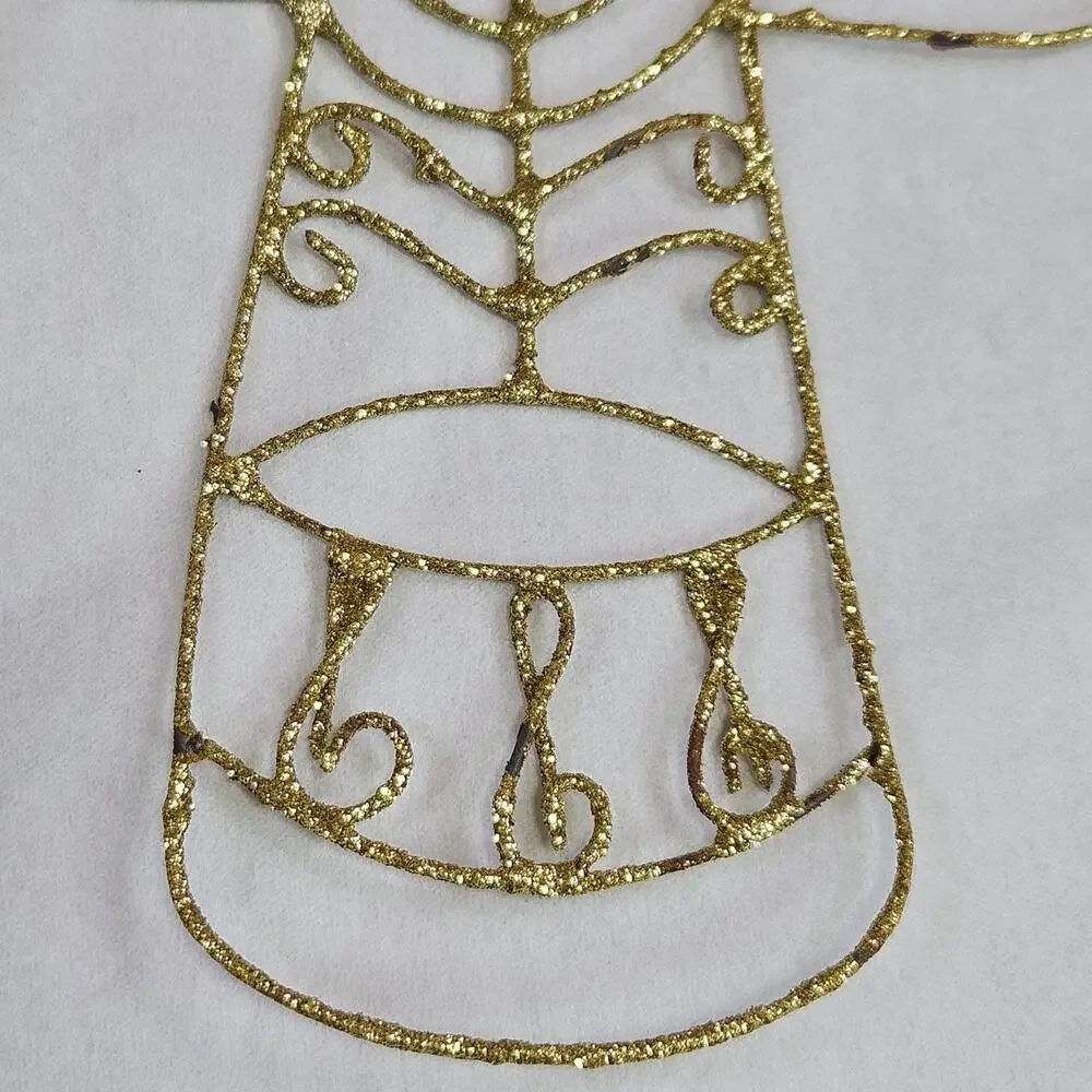 Vintage Christmas Angel Ornament Twisted Wire Gold Glitter Sparkle Metal Retro